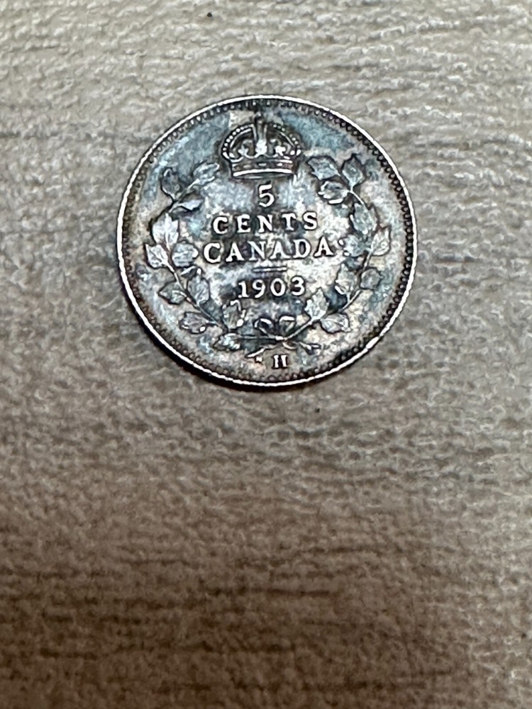 1903 H  sm h/h  Canada 5 cents silver