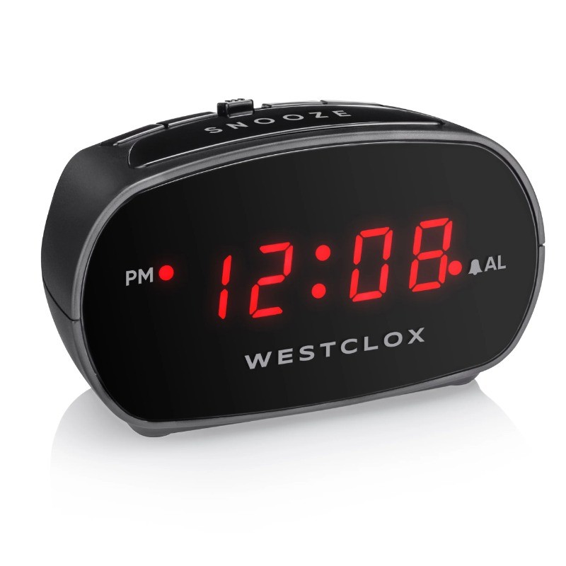 Westclox Basic Black LED Bedside or Desk Alarm Clock with Adjustable Volume