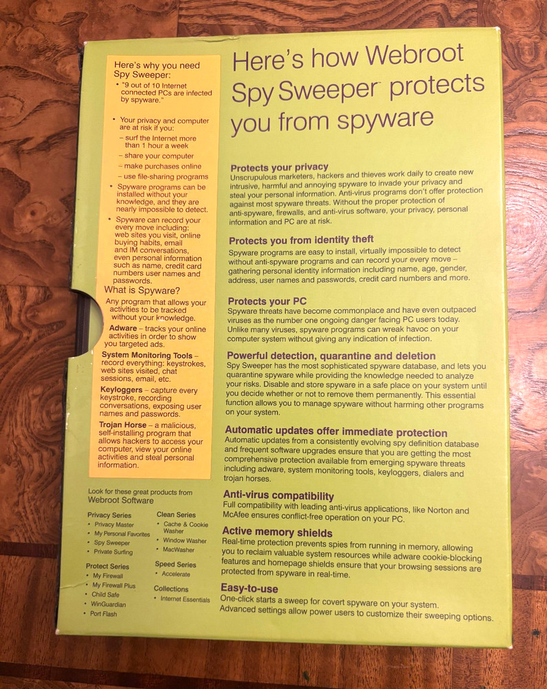 Webroot Spy Sweeper CD for PC Windows98, 2000, Me, XP orNT4 – 2003