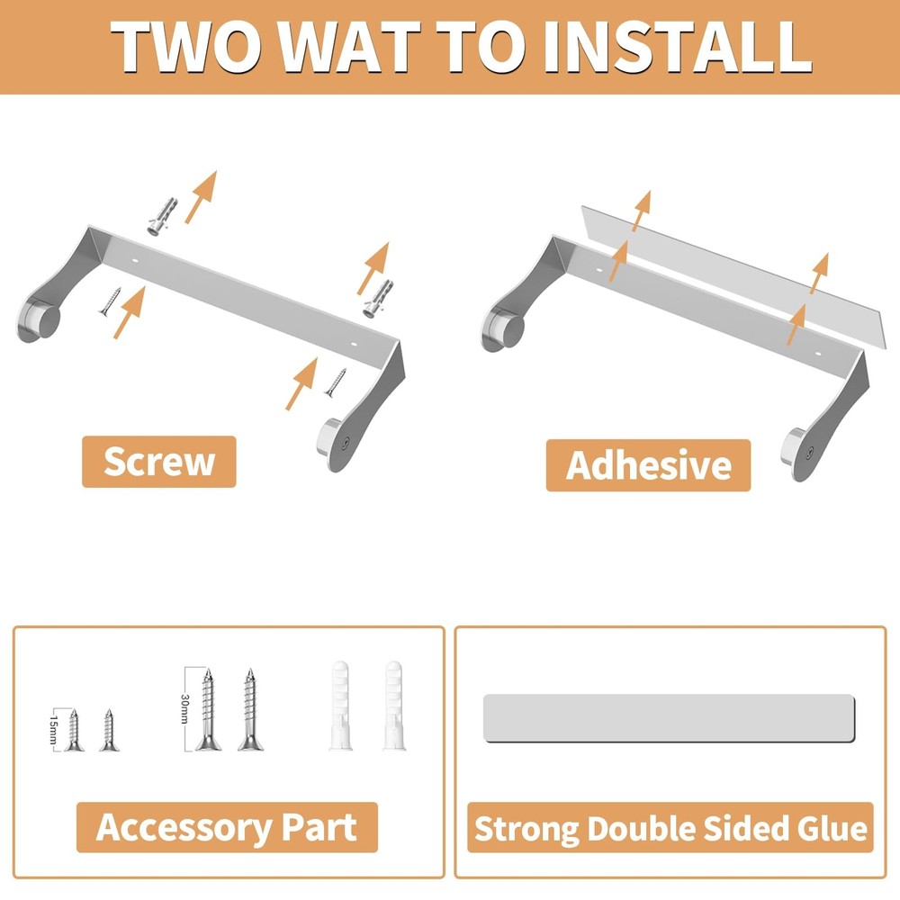 Paper Towel Holder Under Cabinet, Wall Mount for Silver