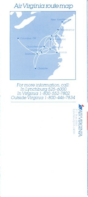Air Virginia timetable 1983/03/01