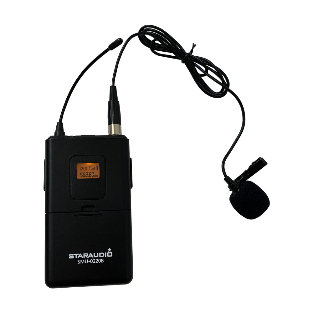 UHF Wireless Microphone Lavalier Lapel Mic Dual CH Receiver Transmitter Headset