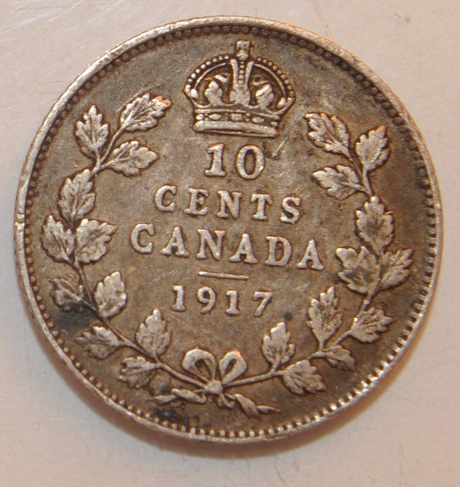 1917 Canada 10 Cents Silver Lot 102
