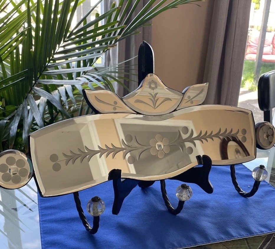 Vintage Mirrored Reverse Frosted Hat Or Coat Hooks