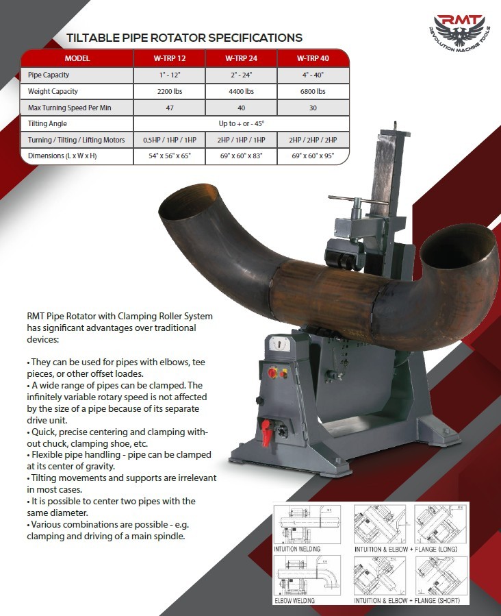 Revolution Machine Tools Tiltable Pipe Rotator | Heavy-Duty Welding Positioner |