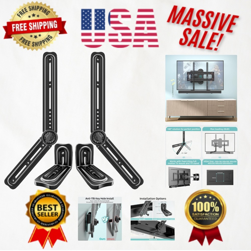 Universal Soundbar Mount Bracket with U-Shaped Padding: Secure & Adjustable