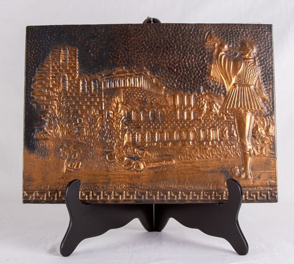 Copper Relief Wall Plaque, Roman Temple