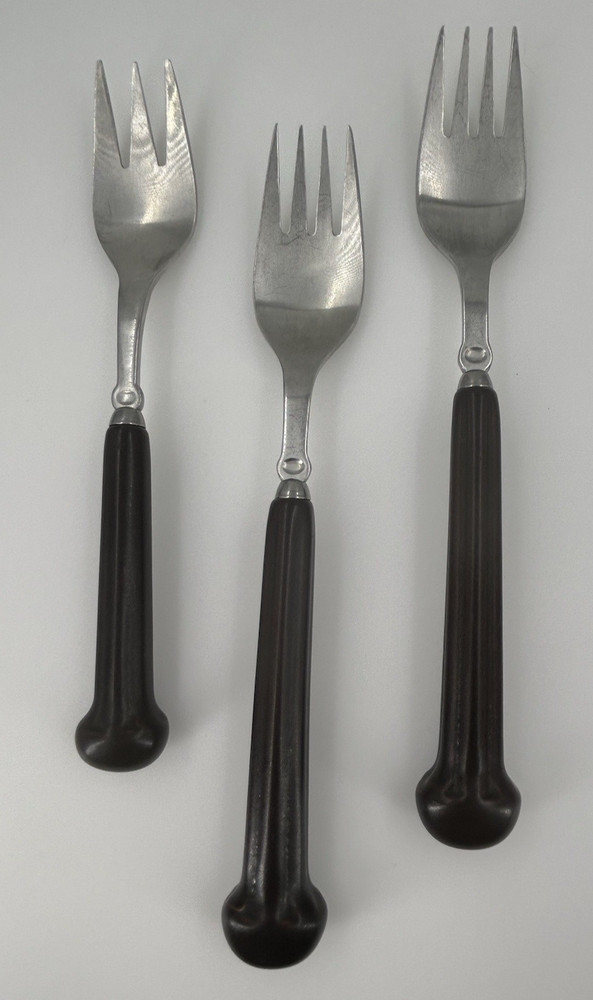 vintage Denby England Replacement 2 Dinner Forks 1 Salad Fork Brown Ceramic