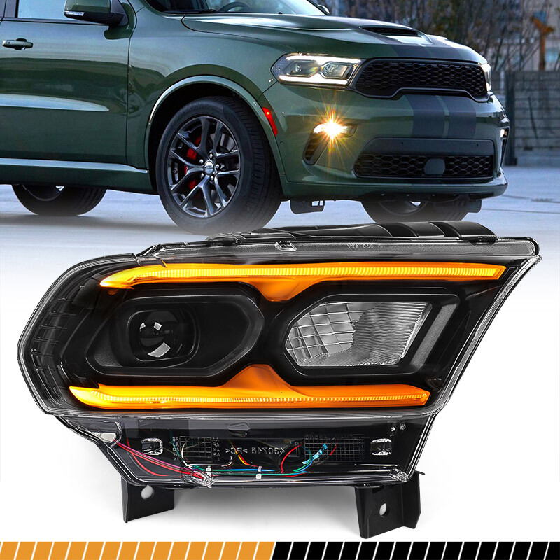 For Dodge Durango 2021-2024 Full LED Projector Black Trim Headlight Passenger