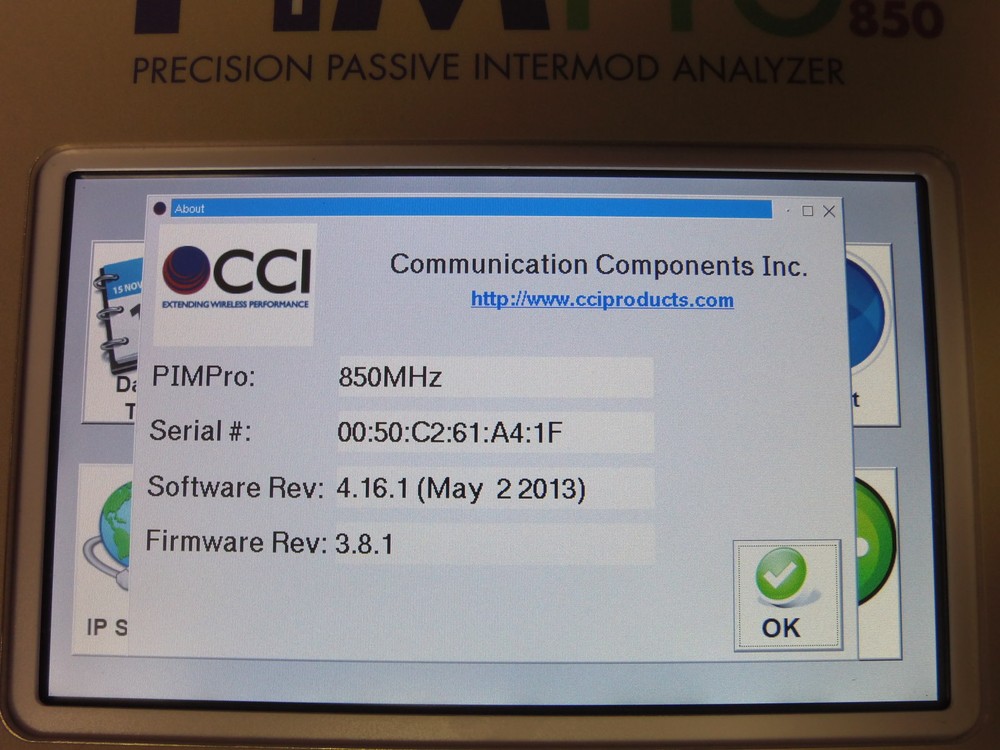 CCI PIMPro PIM 850 Precision Passive Intermodulation Analyzer Wireless Tester