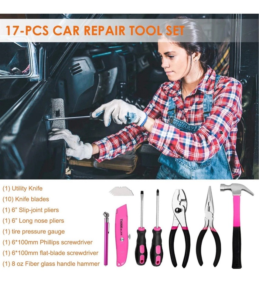 ThinkWork Emergency Car Kit Tools, Jumper Cables, First Aid Safety Driver Kit