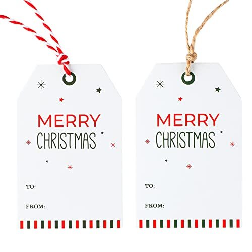 100 Pcs Christmas Gift Tags with String,Merry Christmas Tags,Paper Gift Tags