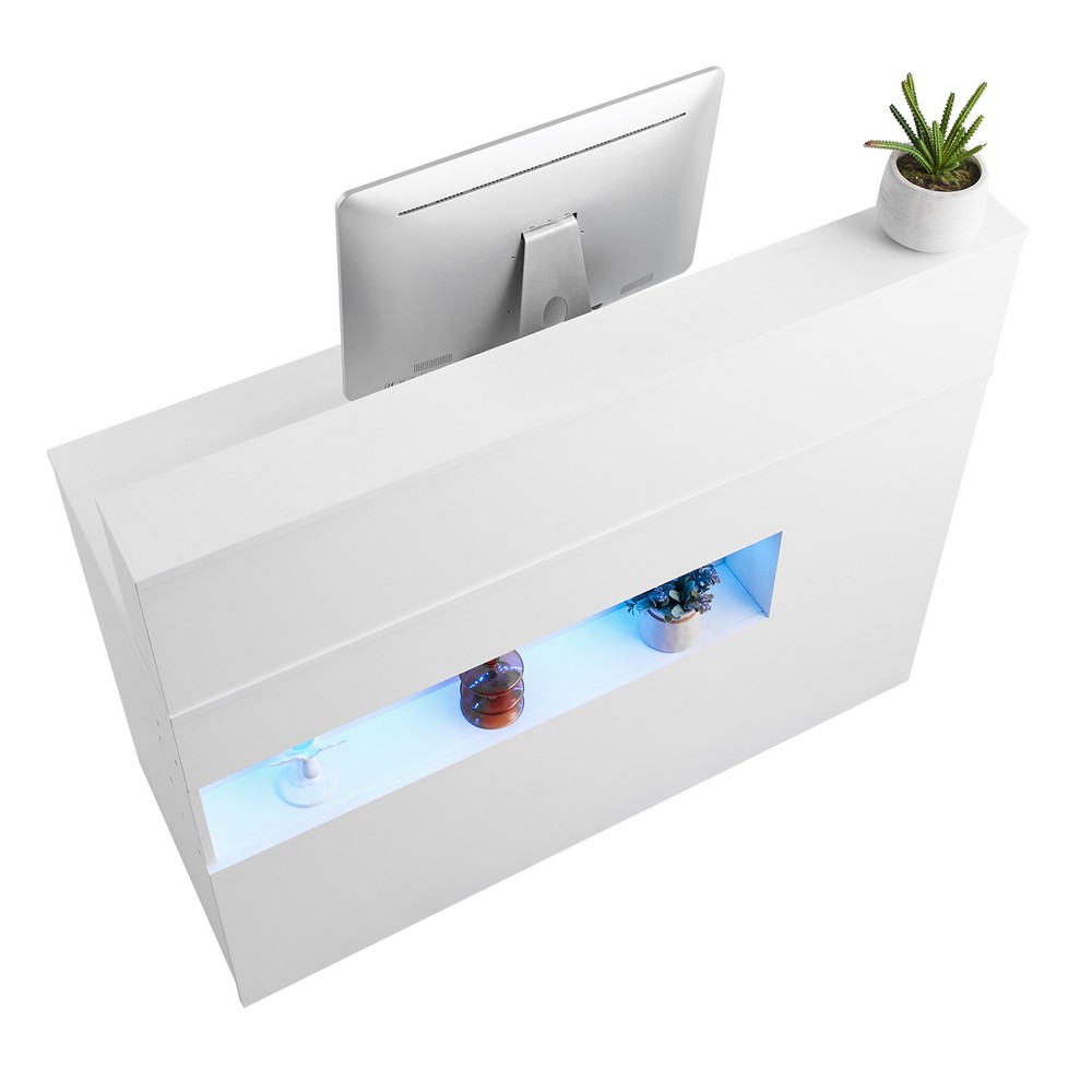 Reception Desk Rectangular Front Counter Table 47.24 in White Office Table