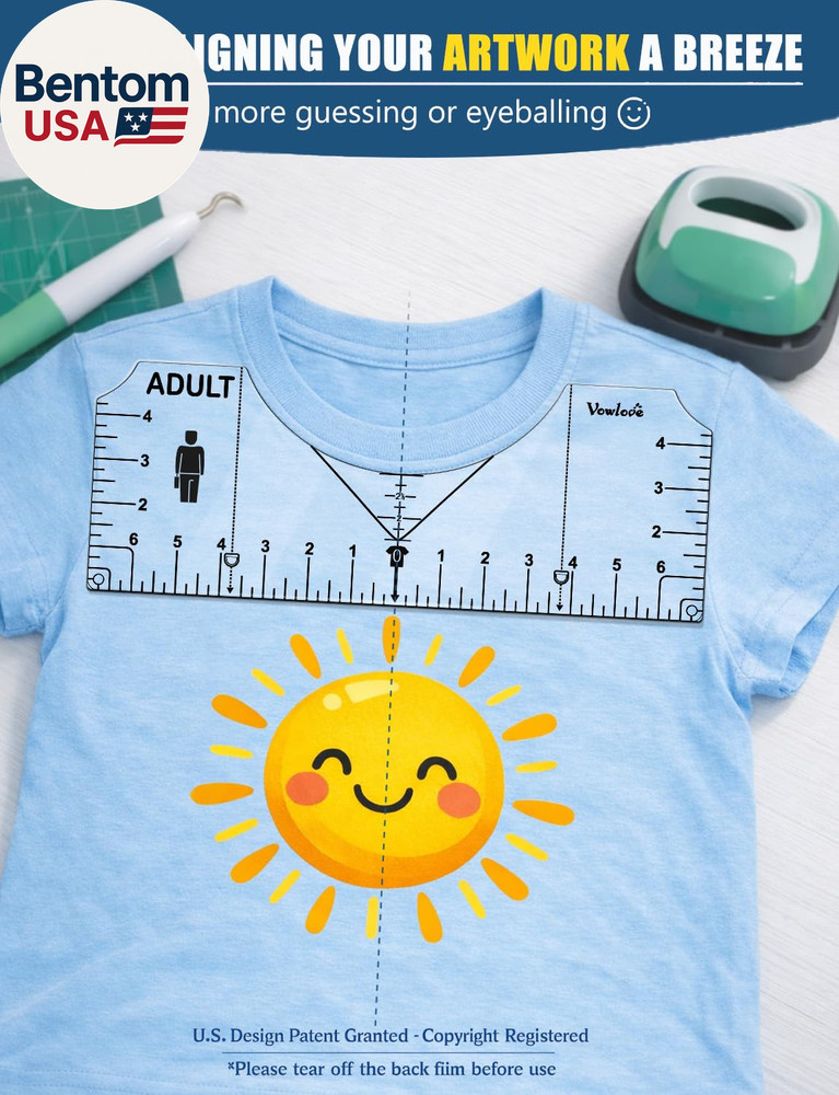 T-Shirt Ruler for Precise Alignment, Center & Left Chest Placement Tool for Shir