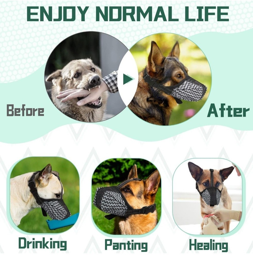 Dog Muzzle, Air Mesh Breathable Muzzle for Medium Large Sized Dogs to Anti & ...