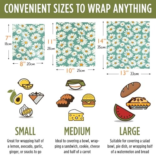 Beeswax Wraps for food 3-Pack, bee wraps reusable with Multi-function brush,