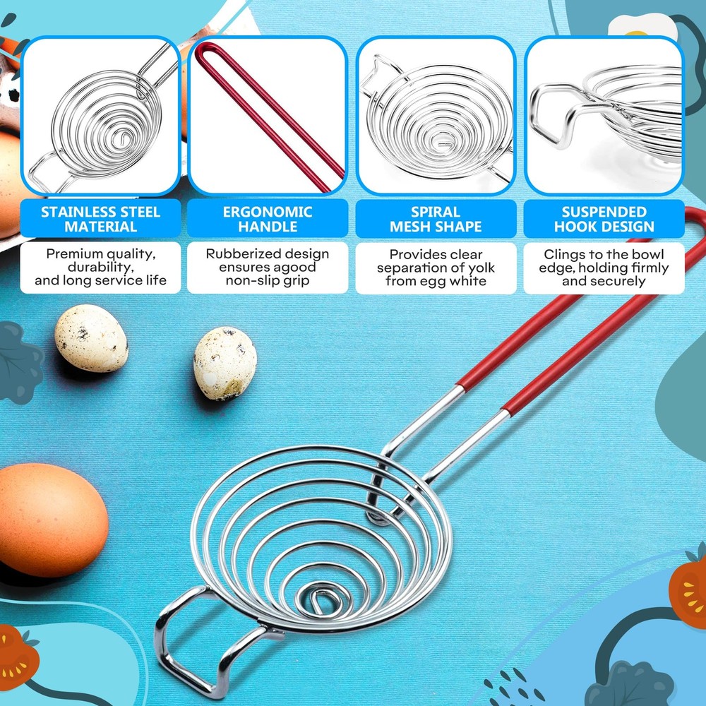 Egg Separator for Raw Eggs - Egg Yolk Separator Kitchen Gadget Yolk Stainless...