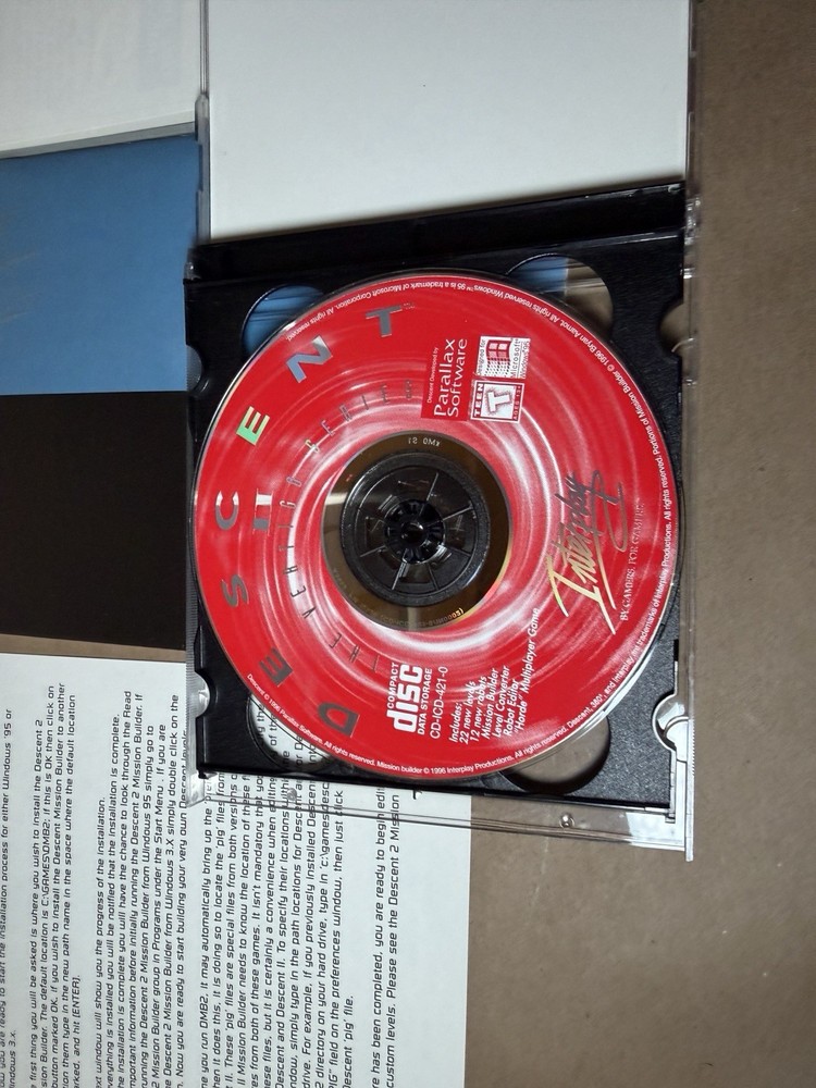Descent II 2 The Infinite Abyss PC CD Original Big Box Version Windows 95