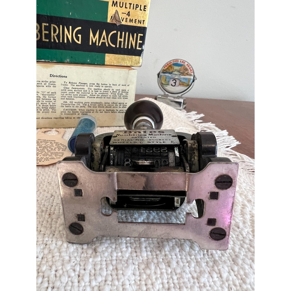 Vintage Bates Numbering Machine 6 Wheels Multiple Movement (3976)