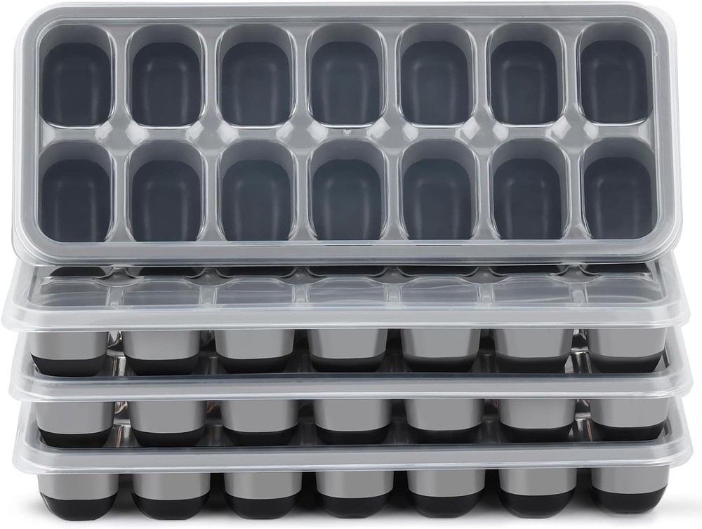 Ice Cube Tray 4 Pack, Easy-Release & Flexible 56 pcs Silicone Ice Cube Trays wit