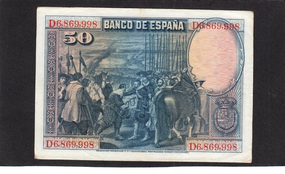 Spain 50 Pesetas P-75b 1928 EF