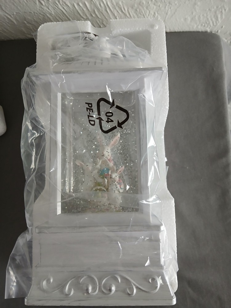 Easter Bunny Snow Globe Lantern With USB New In Box