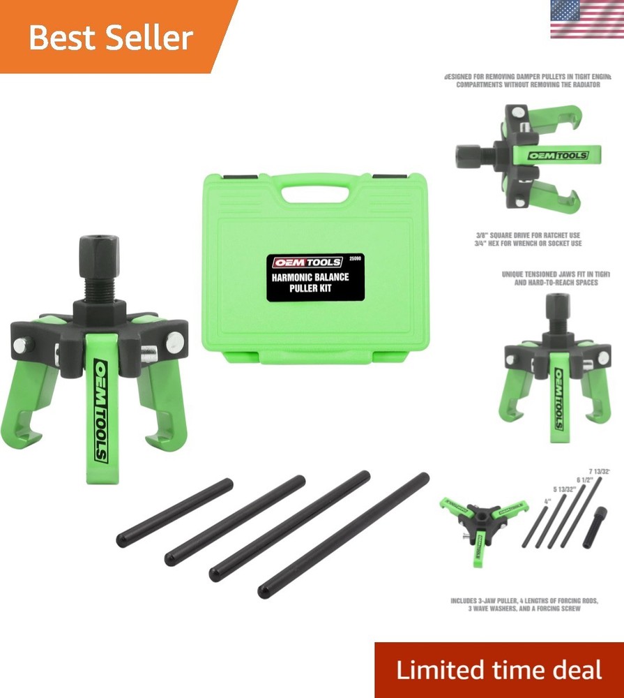 Harmonic Balancer Puller Kit, Adjustable 3-Jaw Puller Fits Most Late Model Ve...