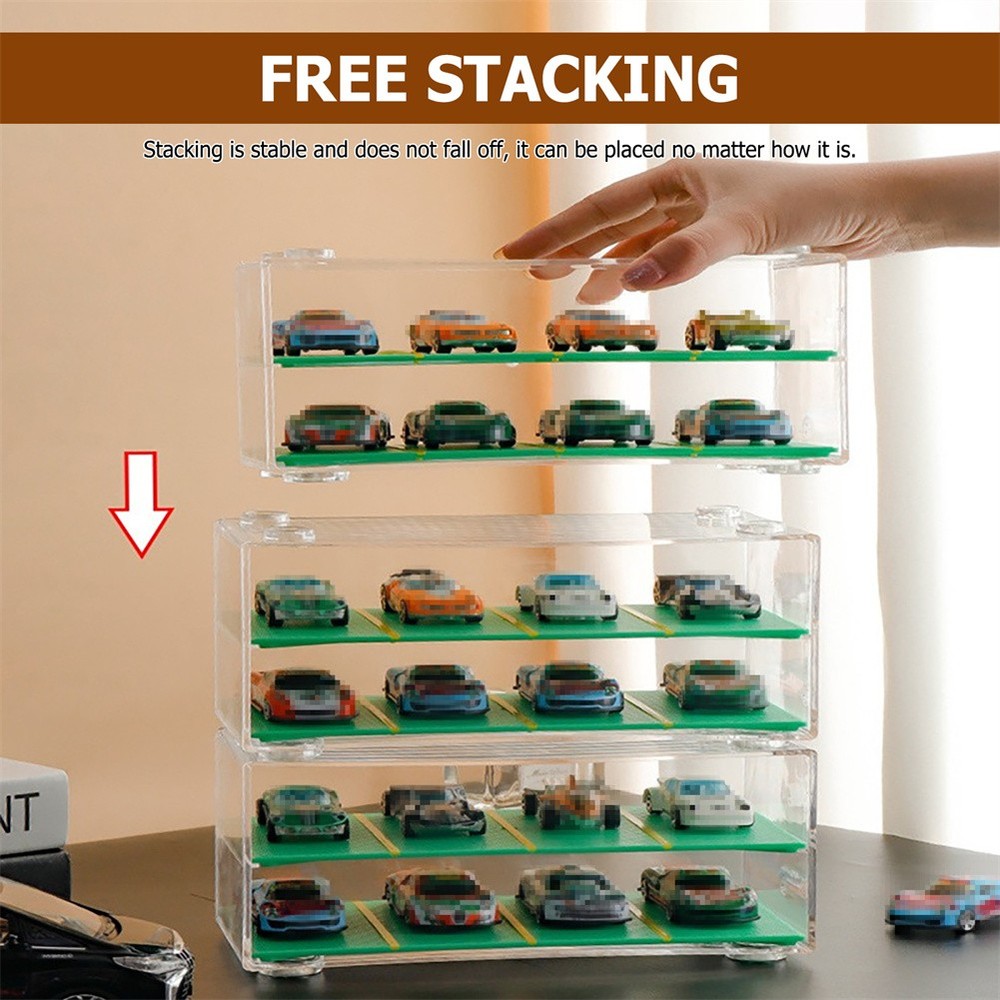 Storage Case 1/64 Scale for Matchbox Car Display Box Stackable Toy Car Organizer