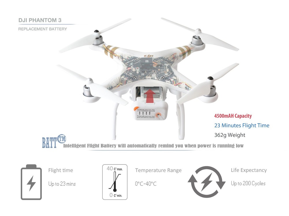DJI Phantom3 Professional Advanced Standard Intelligent LiPo Replacement Battery