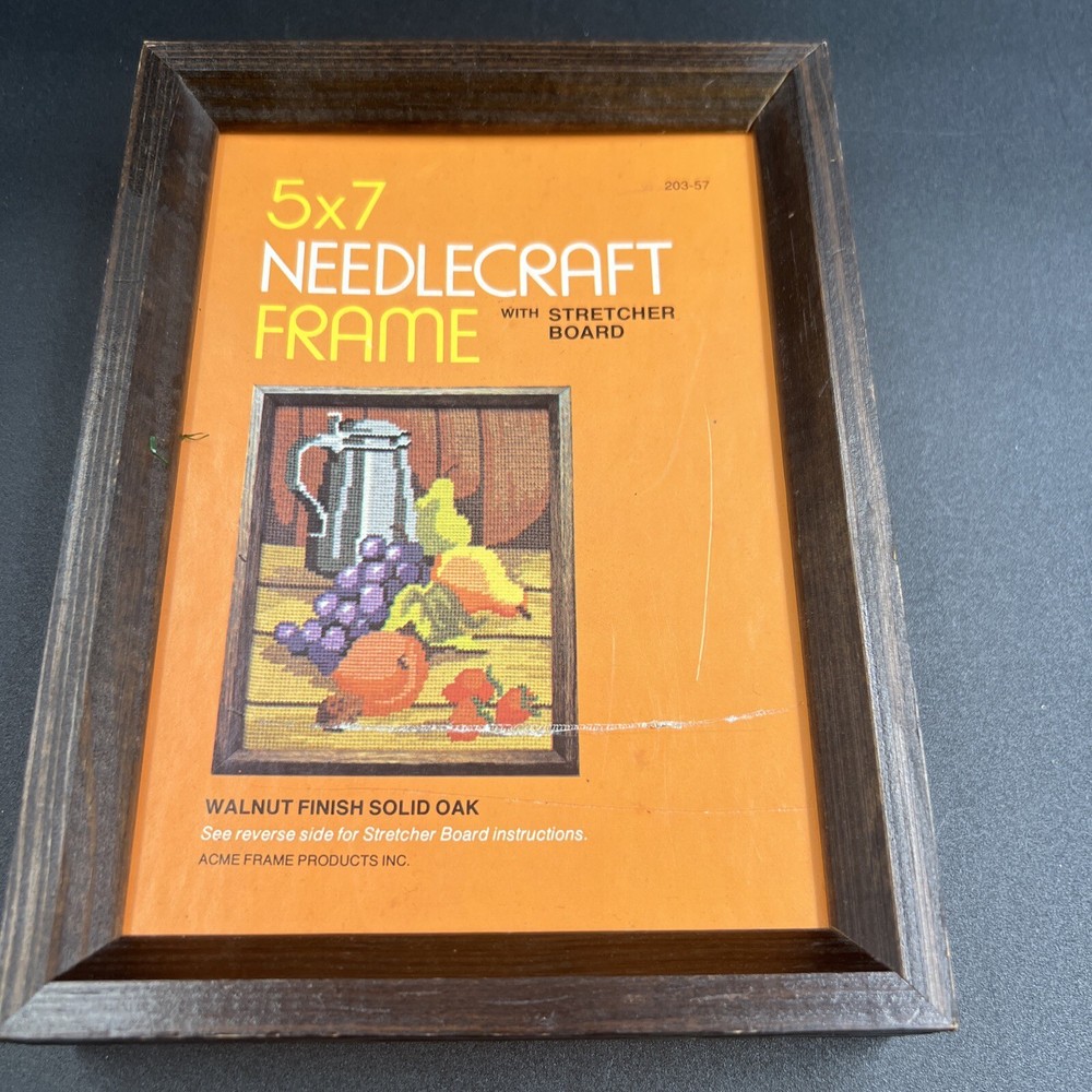 Vintage 5x7 Needlecraft Frame Only Walnut Finish Solid Oak #203-57