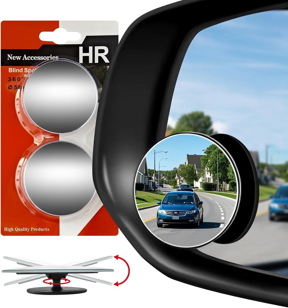 2 Pack Blind Spot Mirror HD Frameless Convex Round
