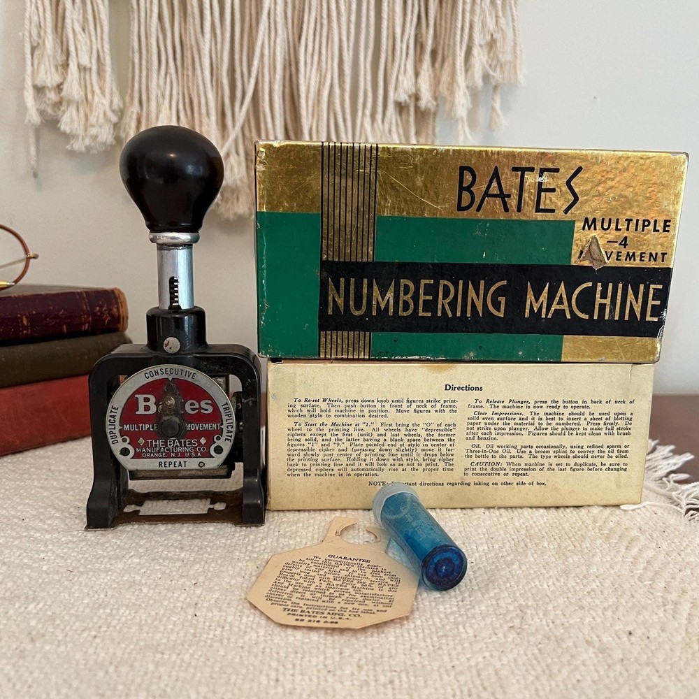 Vintage Bates Numbering Machine 6 Wheels Multiple Movement (3976)