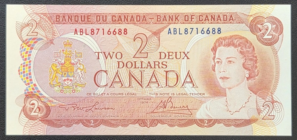 1974 Canada $2 Two Dollar Banknote - Crisp Uncirculated