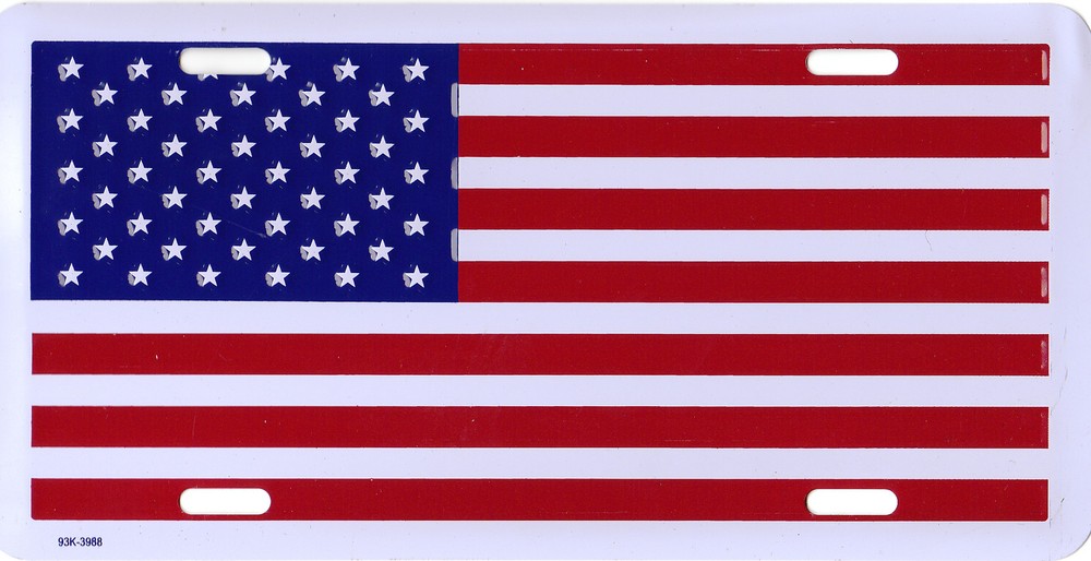 US FLAG / Stars & Stripes -  Auto Tag - License Plate ( Embossed Type )