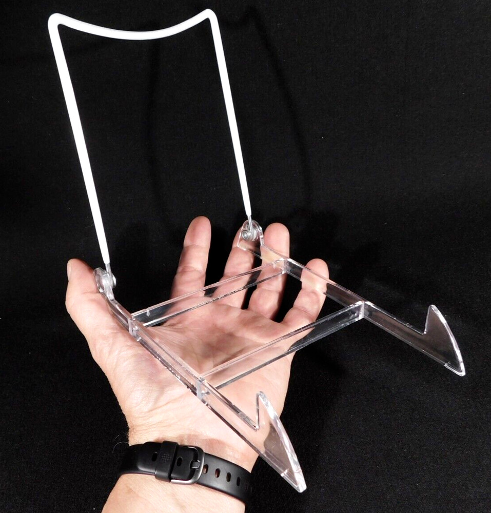 Easel Display Stand Large Size Adjustable Clear Acrylic White Back