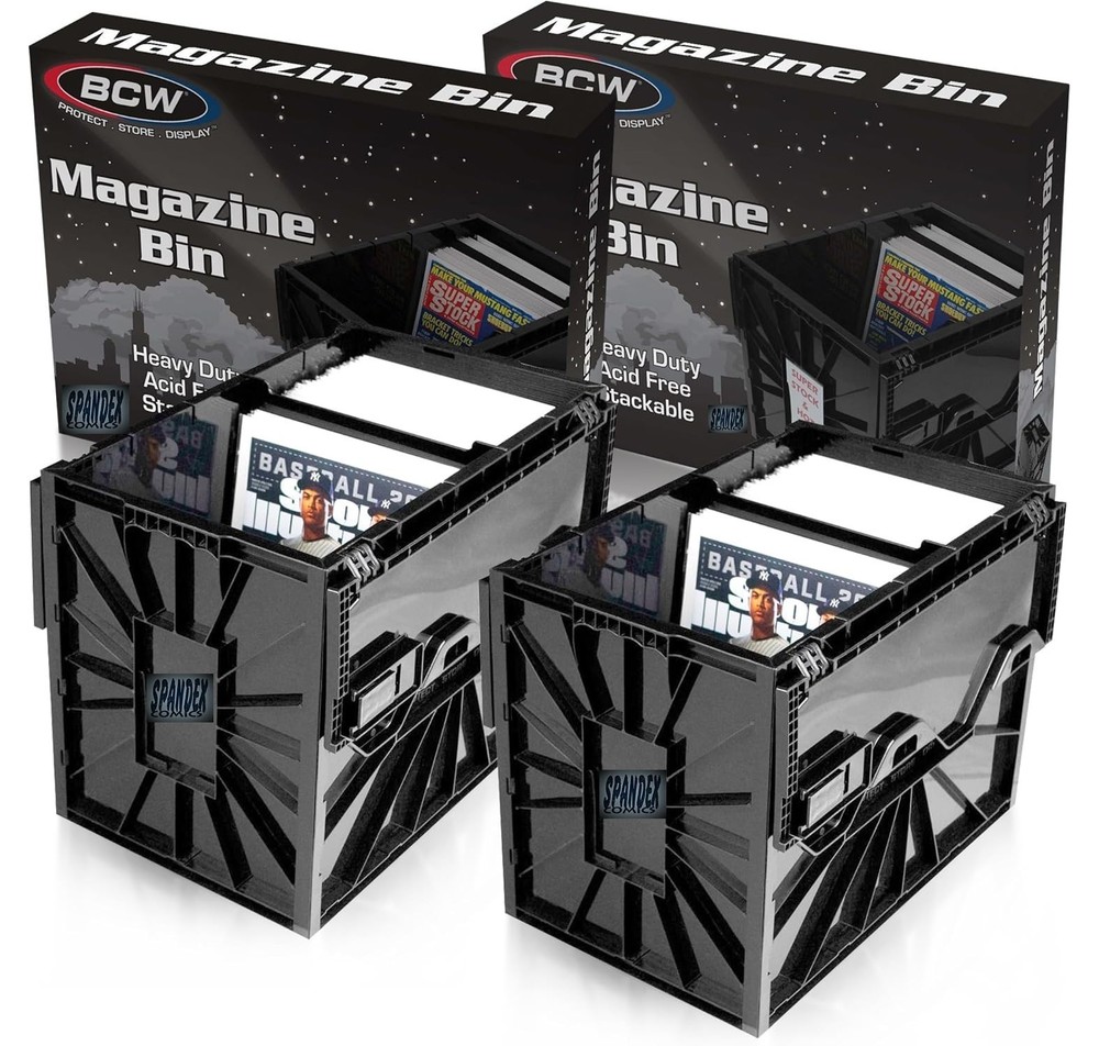2 BCW Plastic Black Magazine Document Storage Bin Heavy Duty Acid Free Stackable