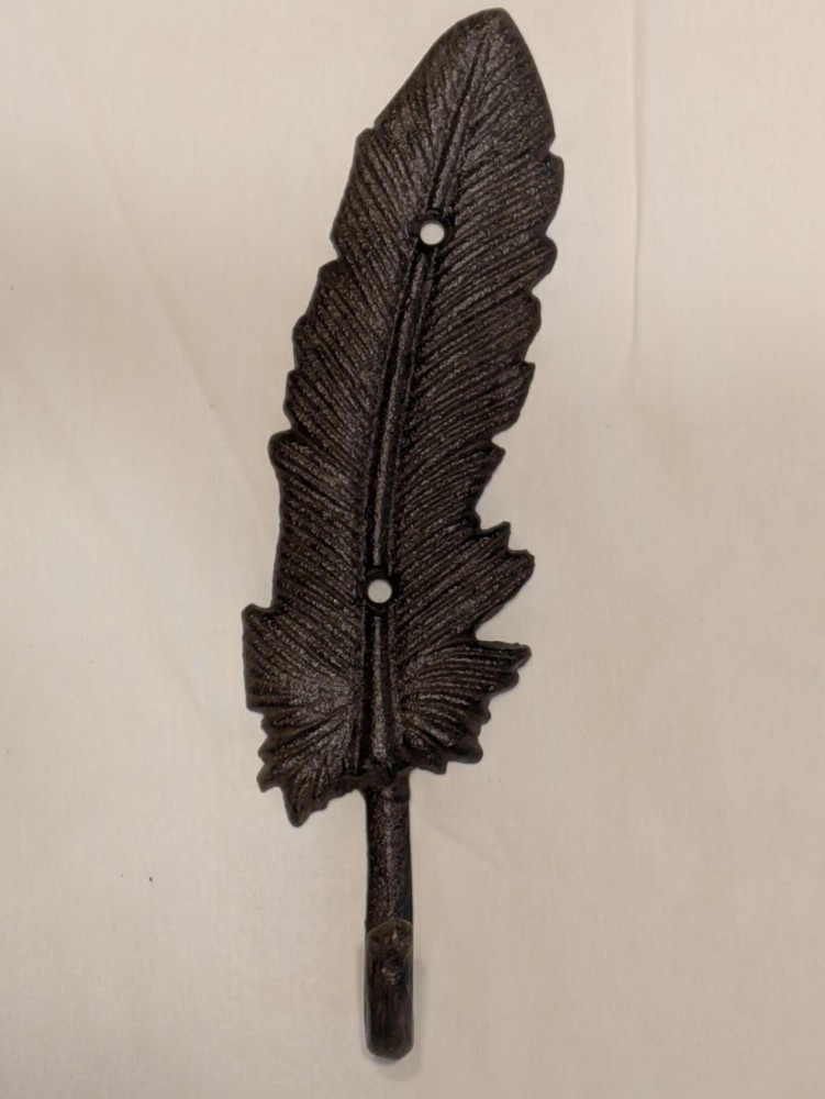 Vintage Style Feather Cast Iron Wall Hook