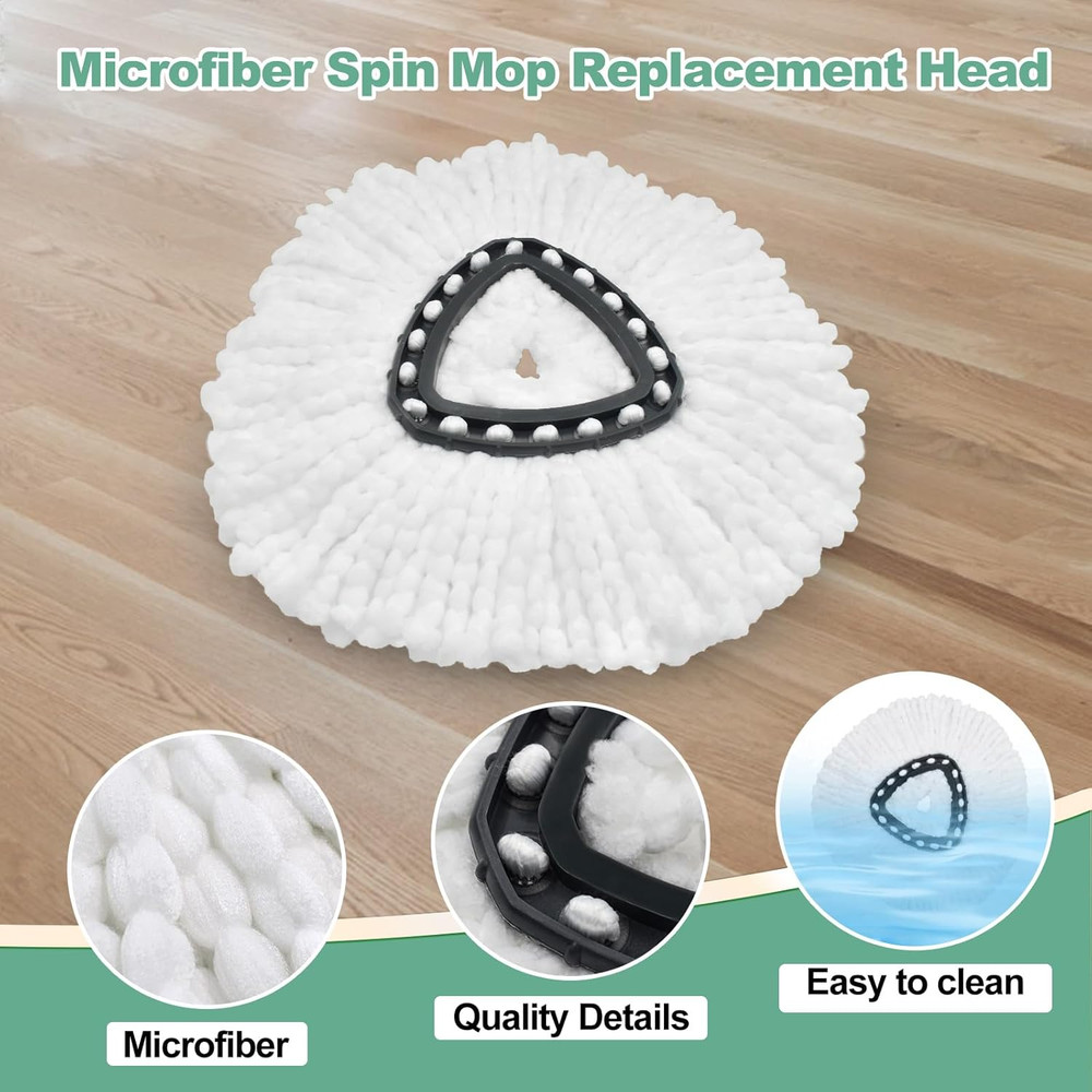 Mop Heads Replacements for Ocedar, Spin 3 White + 1 Brush + 1 Base