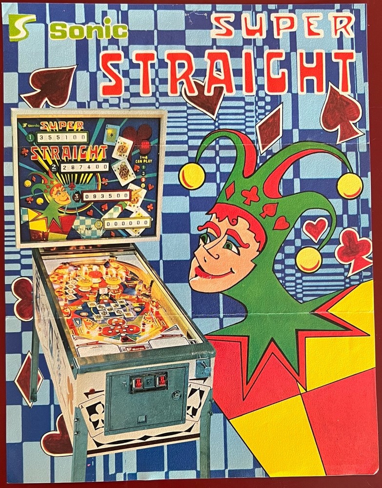 1977 Sonic Super Straight Original Pinball Flyer