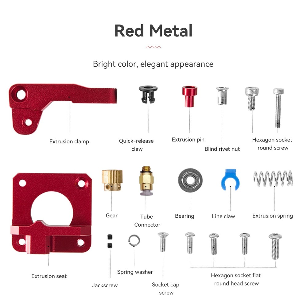 Creality 3D Printer Extruder Kit, Ajustable Extrusion Force, High Quality Red