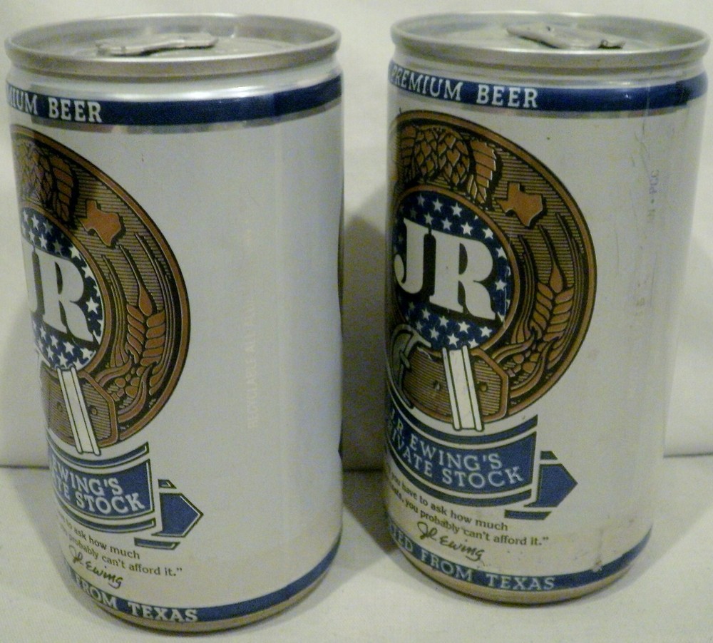 2 J R Ewing Private Stock Premium Beer Cans 12oz EMPTY