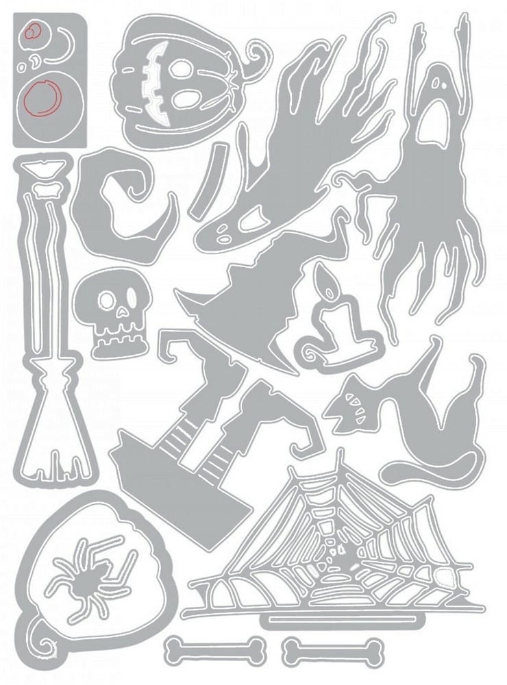 Sizzix Thinlits Frightful Things #664209 17pk set Retail $24.99 Tim Holtz