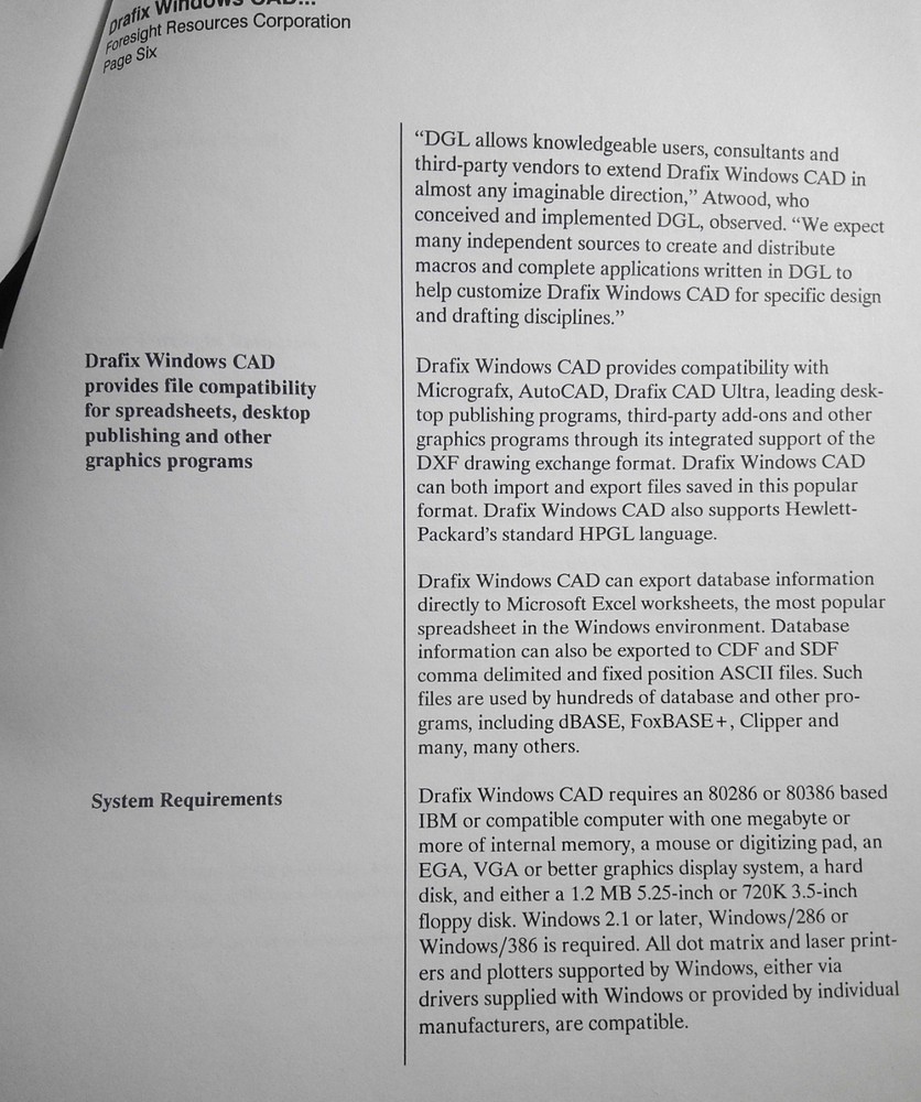 1989 Drafix Windows CAD Press Kit, by Foresight Resources