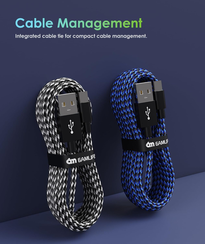 PS4 Controller Charger Charging Cable, 2 Pack 10Ft Extra Long Micro USB 2.0 Cabl