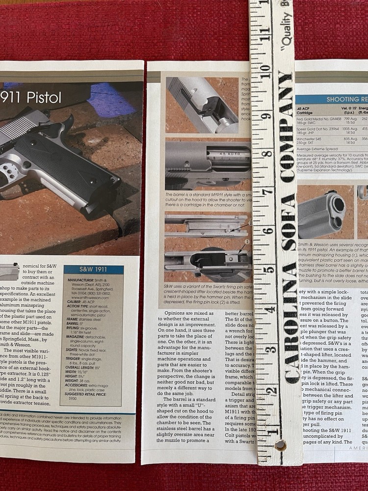 2003 Magazine Article/Print Ad Smith & Wesson 1911 Gun Specifications & Info