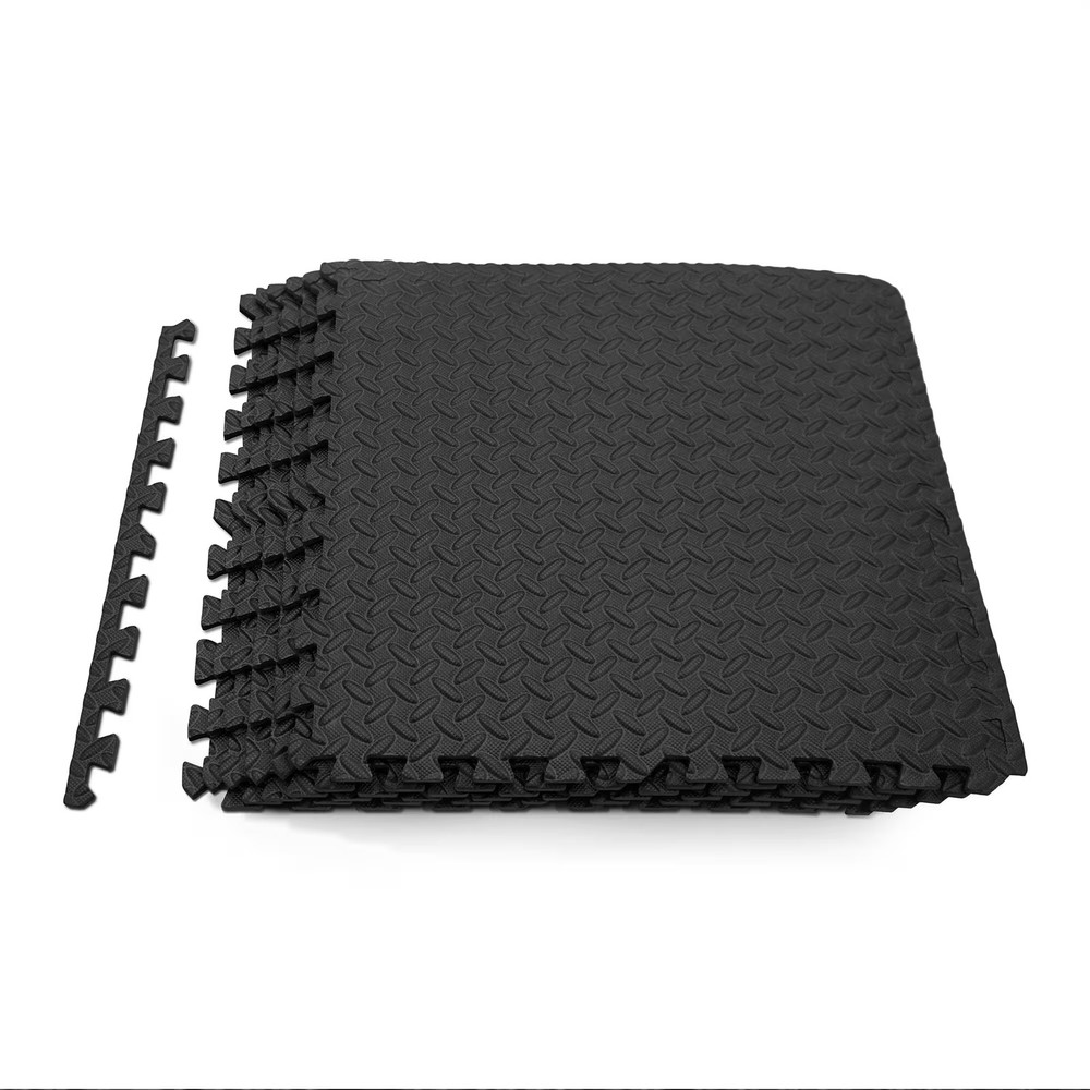 Centr - Gym Flooring Exercise Mats - 96 Sq Ft - Black