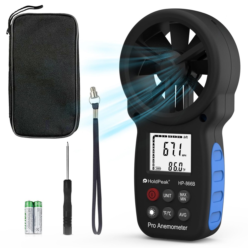 Digital Anemometer Handheld Wind Speed Meter Measuring Temperature HoldPeak