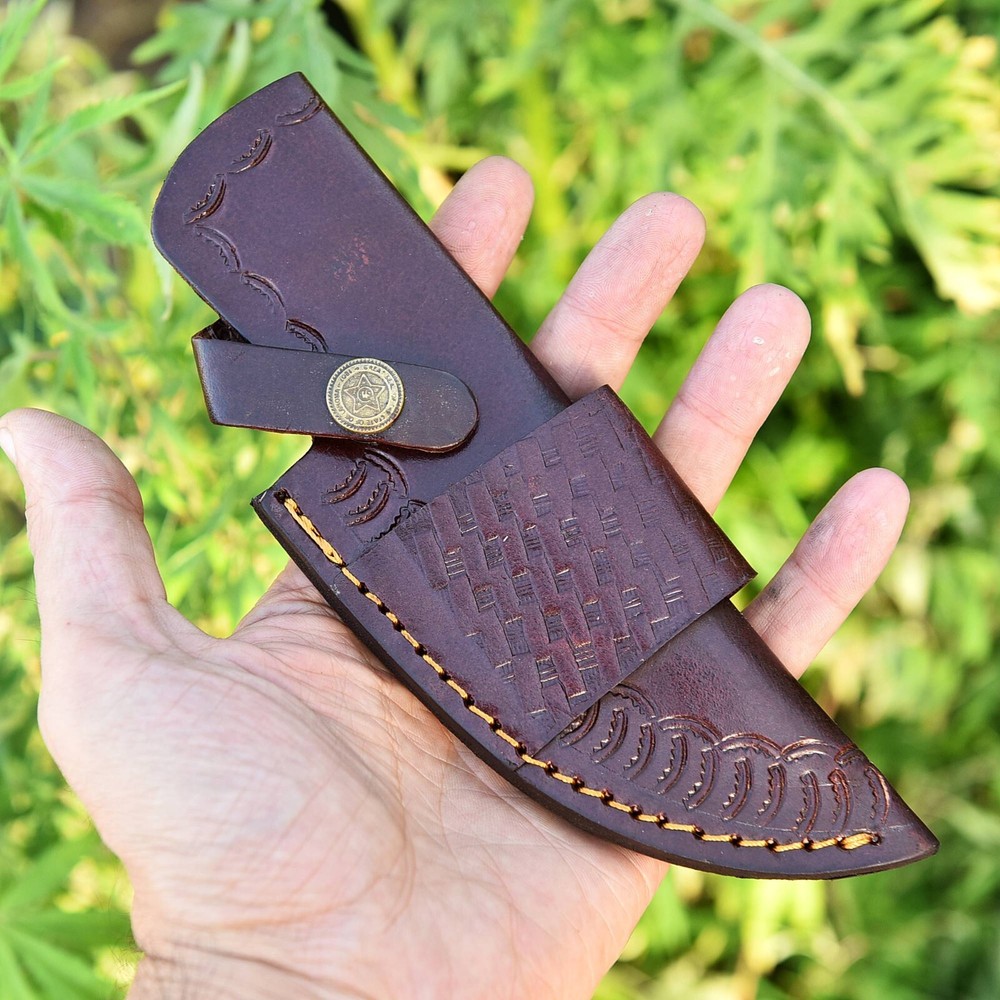 Handmade fixed blade knife leather sheath vertical carry horizontal scout carry