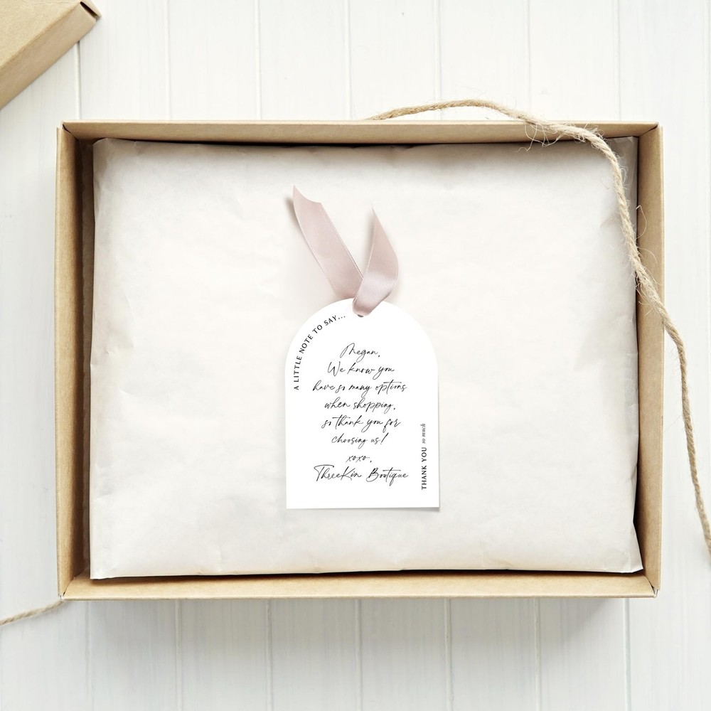Thank You Gift Tags 2x3 Rectangular Pre-Punched Hole Wedding Party 50 Pack