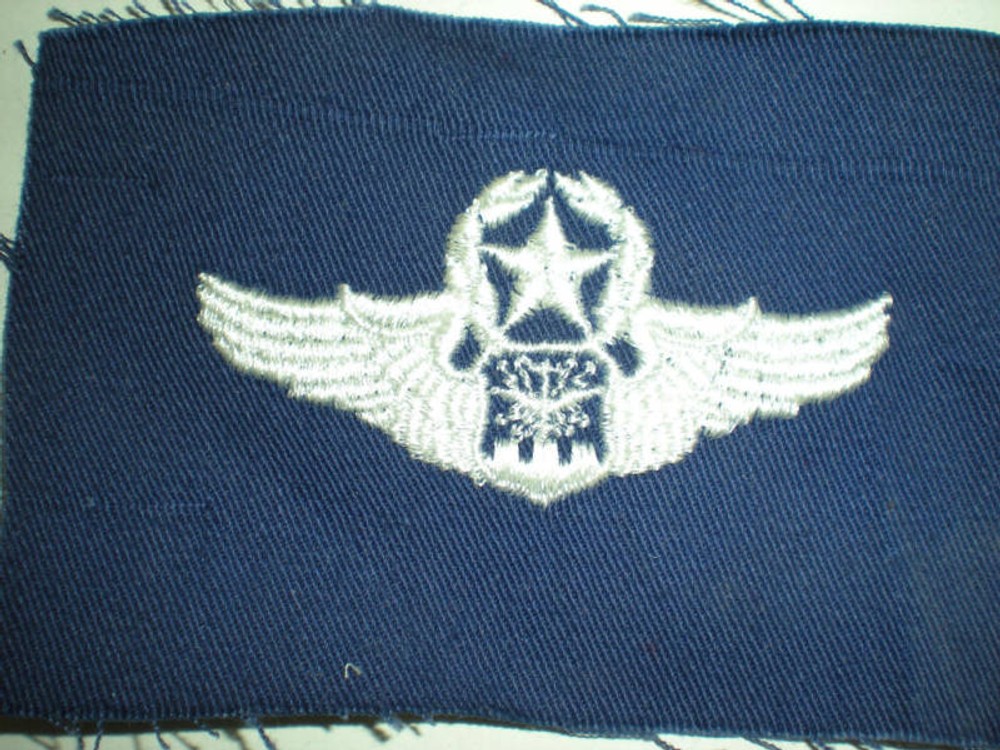 USAF MASTER NAVIGATOR WINGS -COLOR ON BLUE TWILL
